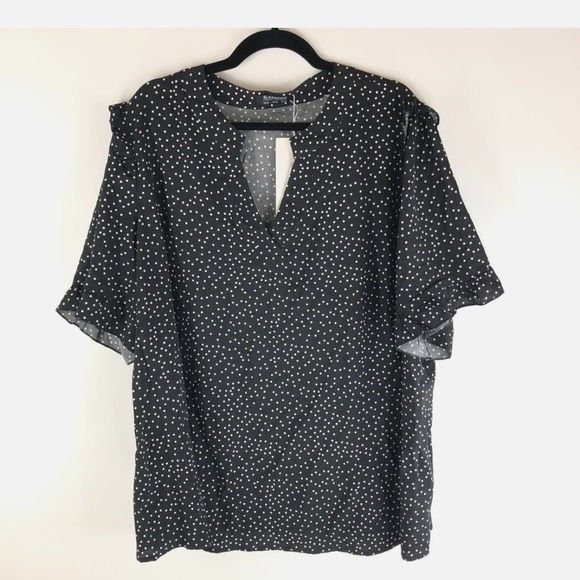 BloomChic Plus Size 2XL Polka Dot V Neck Ruffle Trim Blouse us18-20 - Picture 5 of 5